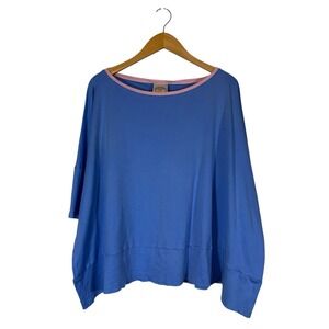 The Beaufort Bonnet Company Womans Pajama Top Sz L Blue Dolman Sleeve Relaxed